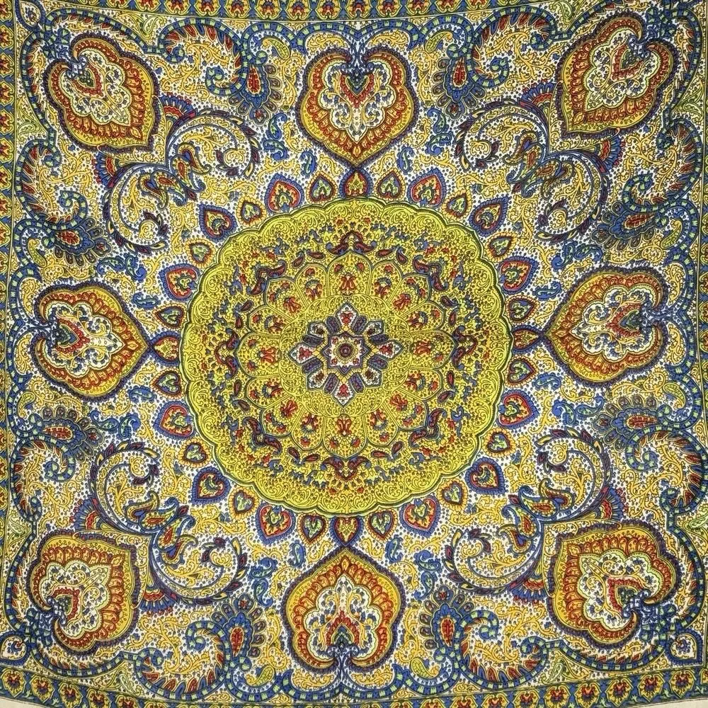 VTG BURMEL HAND-ROLLED ALL WOOL SQUARE SCARF PAISLEY ABSTRACT 24